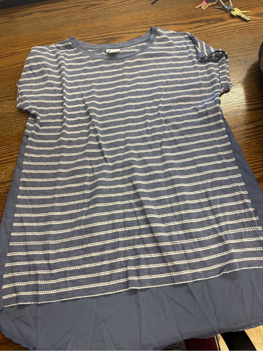 STYLUS Blue and White Striped Short Sleeve Tee